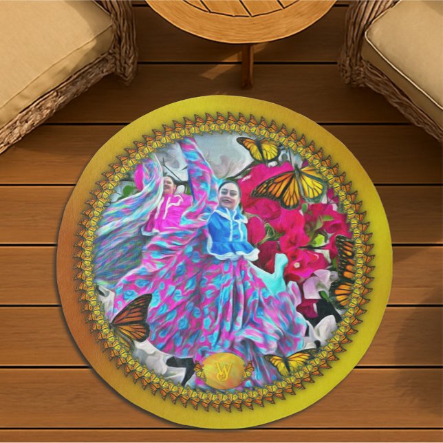 Dancing with Flowers & Butterflies PV01 Outdoor Rug (Creator Uploaded)