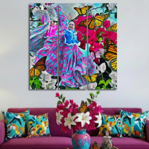 Dancing with Flowers & Butterflies PV01 Triptych