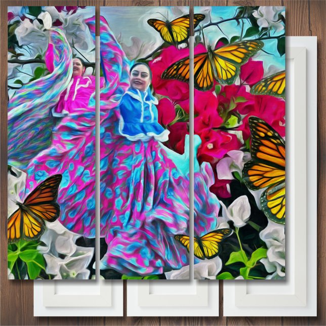 Dancing with Flowers & Butterflies PV01 Triptych (Creator Uploaded)