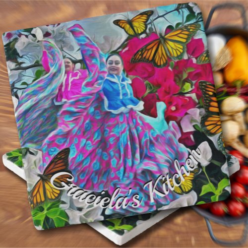 Dancing with Flowers  Butterflies PV01 Trivet