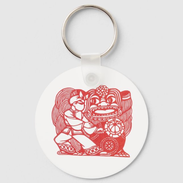 Dancing with lion keychain (Front)