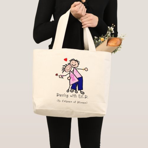 Dancing with NED _ Breast Cancer Pink Ribbon Large Tote Bag