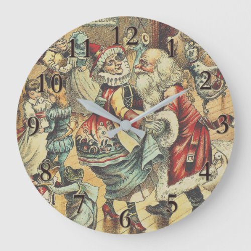 Dancing with Santa Clause Christmas Party Large Clock