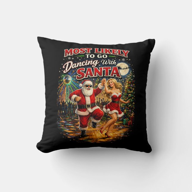 Dancing with Santa Throw Pillow (Front)