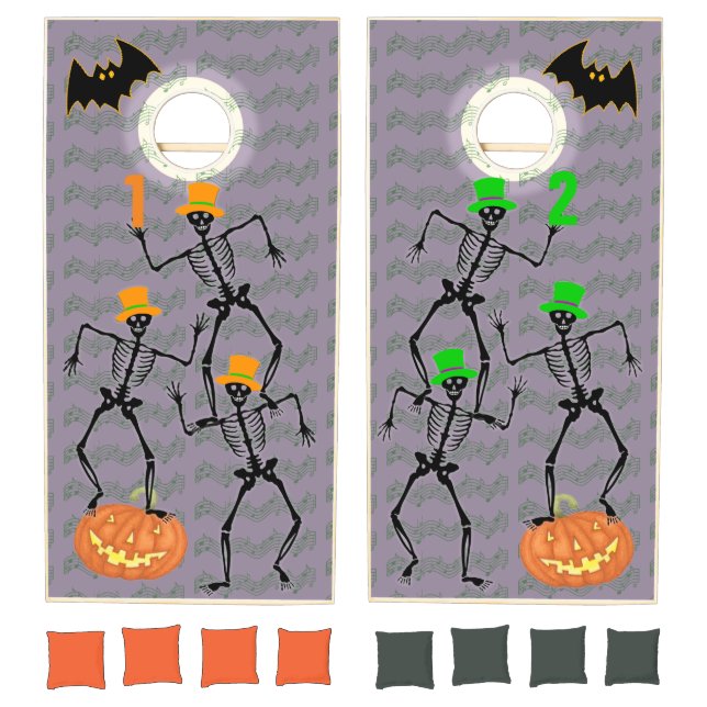 Dancing With The Bones Halloween Skeletons Cornhole Set (Set)