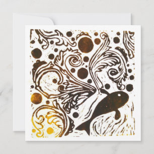 Dancing with the Current linocut Invitation