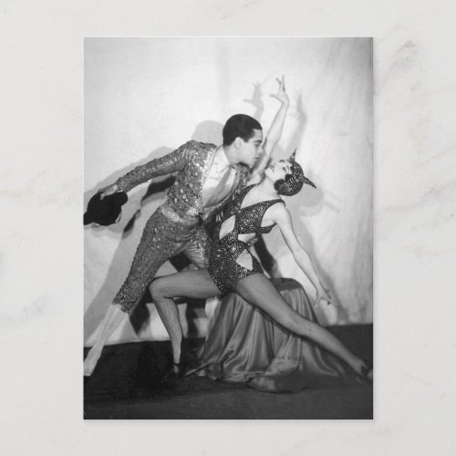 Dancing with the Devil Vintage Ballroom Duo Postcard