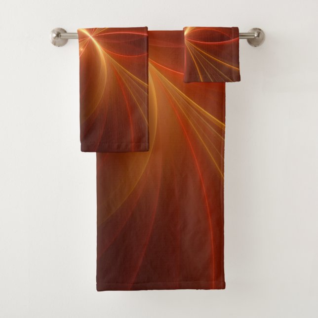 Dancing With The Light Modern Abstract Fractal Art Bath Towel Set (Insitu)