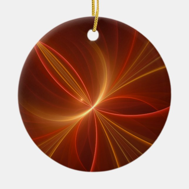 Dancing With The Light Modern Abstract Fractal Art Ceramic Ornament (Front)