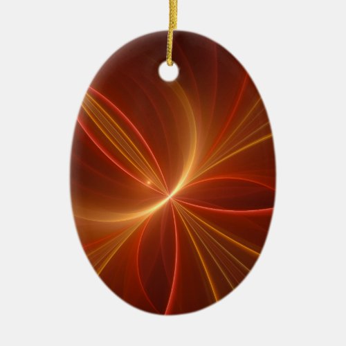 Dancing With The Light Modern Abstract Fractal Art Ceramic Ornament