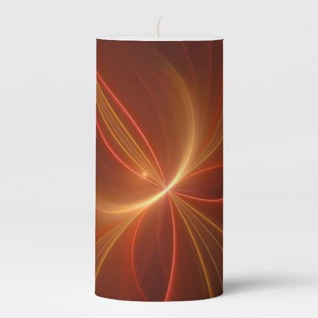 Dancing With The Light Modern Abstract Fractal Art Pillar Candle (Front)