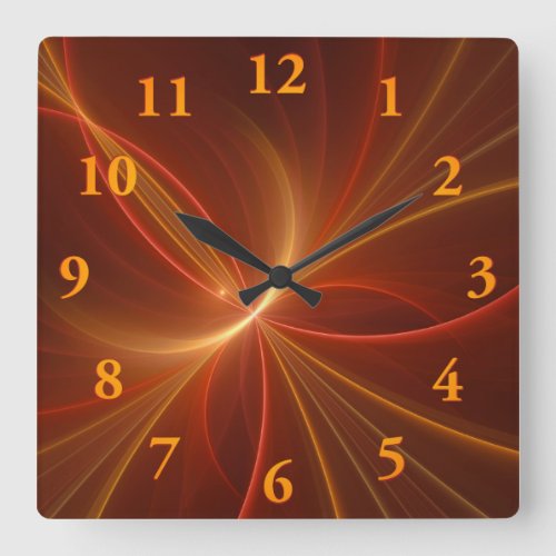 Dancing With The Light Modern Abstract Fractal Art Square Wall Clock