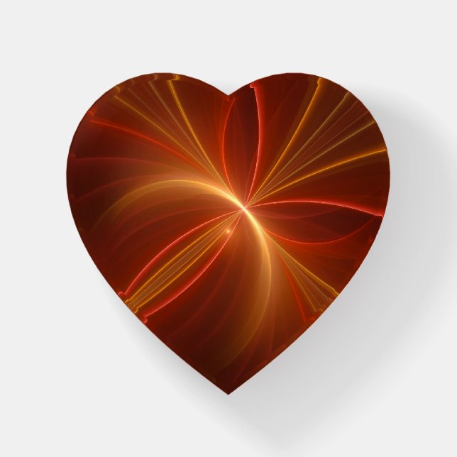 Dancing With The Light Modern Fractal Art Heart Paperweight (Front)