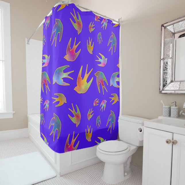 Dancing with the Wind on a Midnight Horizon Shower Curtain (In Situ)