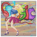 Dancing Woman 3 Music Graffiti Wall Fabric