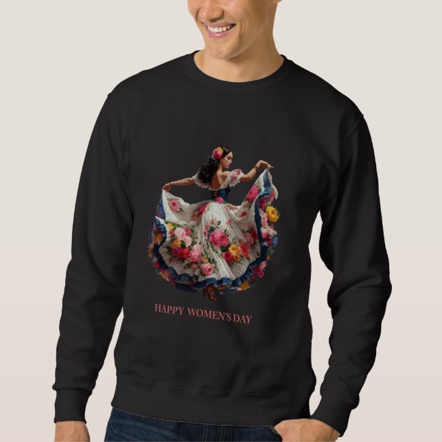 Dancing Woman Happy International Womens Day Femin Sweatshirt (Front)