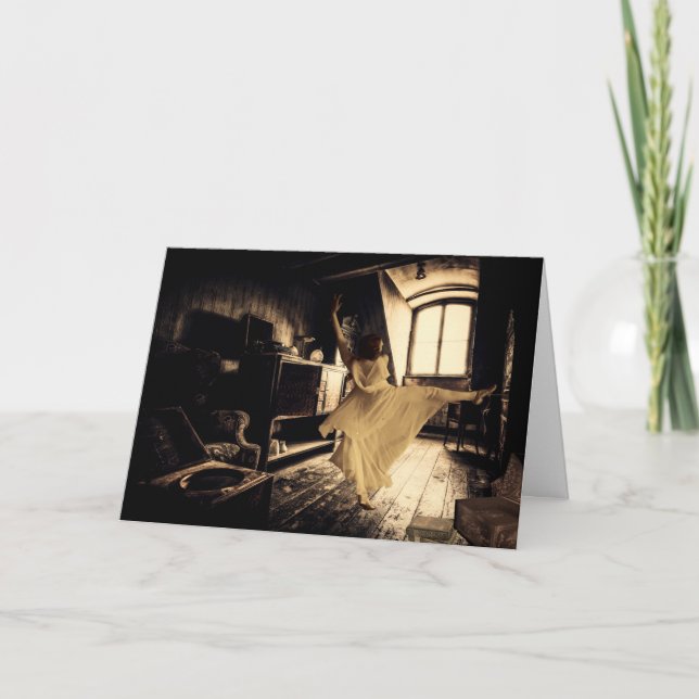 Dancing Woman in an Attic Halloween Card (Front)