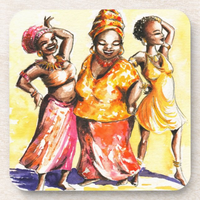 Dancing women beverage coaster (Front)