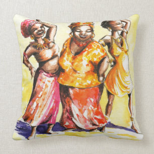 Dancing women throw pillow
