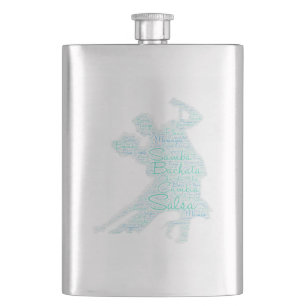 Dancing Word Art Couple Bachata Salsa Flask