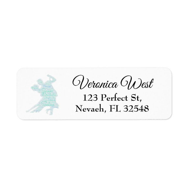 Dancing Word Art Couple Bachata  Salsa Label (Front)