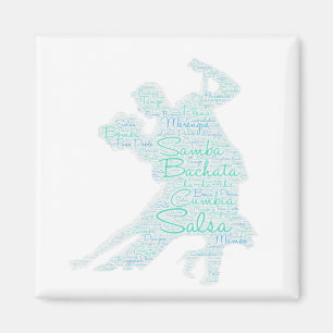 Dancing Word Art Couple Bachata Salsa Magnet