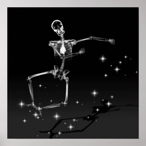 Dancing X_Ray Skeleton _ BW Poster