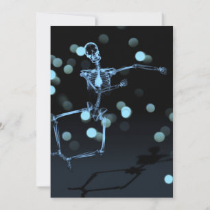 Dancing X-Ray Skeleton - Blue Invitation