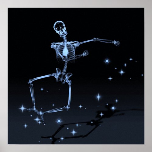 Dancing X_Ray Skeleton _ Blue Poster