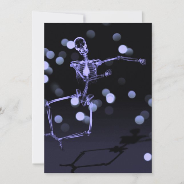 Dancing X-Ray Skeleton - Deep Purple Invitation (Front)