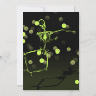 Dancing X-Ray Skeleton - Lime Green Invitation