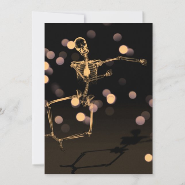 Dancing X-Ray Skeleton - Orange  Invitation (Front)