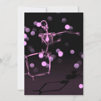 Dancing X-Ray Skeleton - Pink Invitation