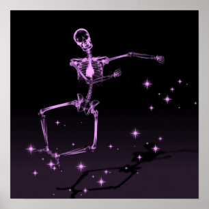 Dancing X-Ray Skeleton - Pink Poster