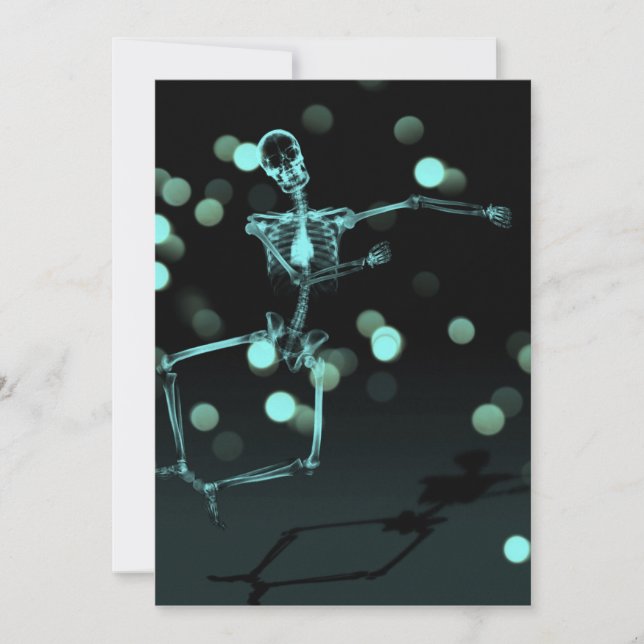 Dancing X-Ray Skeleton - Teal Invitation (Front)