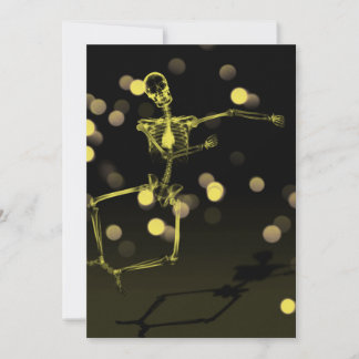 Dancing X-Ray Skeleton - Yellow Invitation