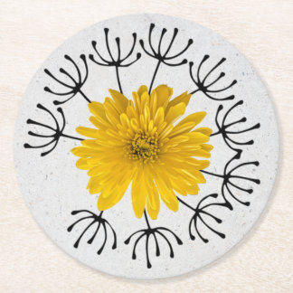 Dande Mum Garden Photo Art Round Paper Coaster