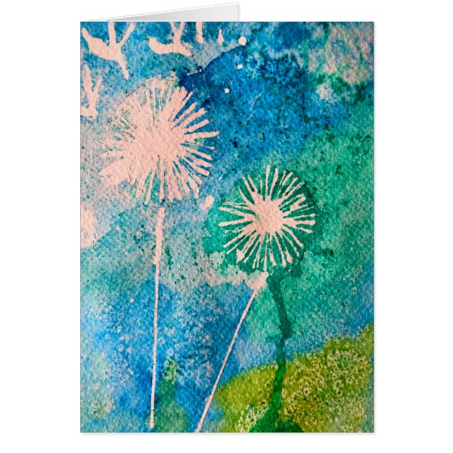 Dandelion abstract watercolor painted cards (Front)