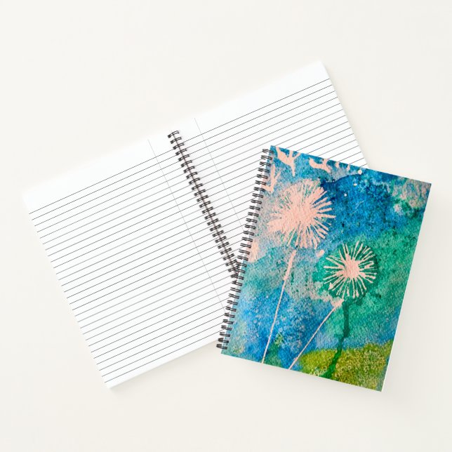 Dandelion abstract watercolor painted notebook (Inside)