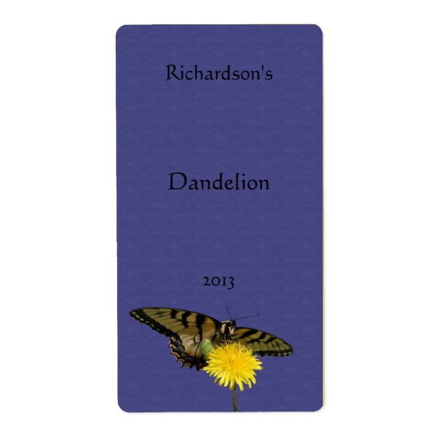 Dandelion and Butterfly Wine Label (Front)