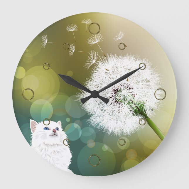 Dandelion and Cat Wall Clock (Front)