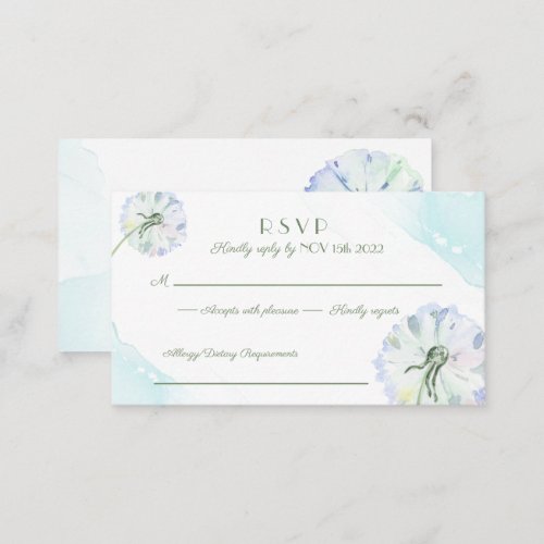 Dandelion and Glitter RSVP Card 