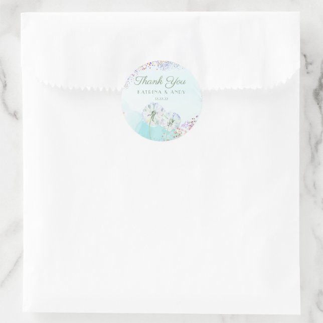 Dandelion and Glitter Thank You Favor Labels  (Bag)