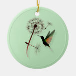 Dandelion And Little Green Hummingbird Ornaments at Zazzle