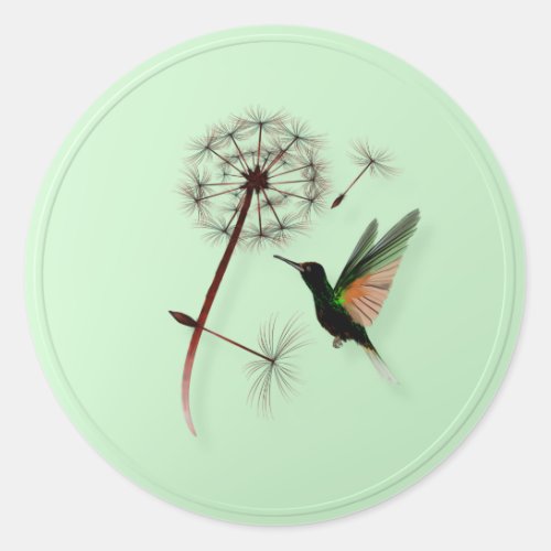 Dandelion and Little Green Hummingbird Stickers