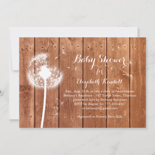 Dandelion Baby Shower Invitation _ oak