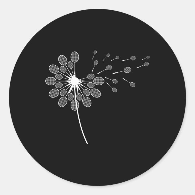 Dandelion Badminton Racket Shirt Badminton Player  Classic Round Sticker (Front)