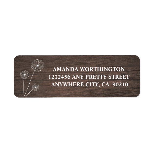 Dandelion Barn Wood Rustic Wedding Address Labels