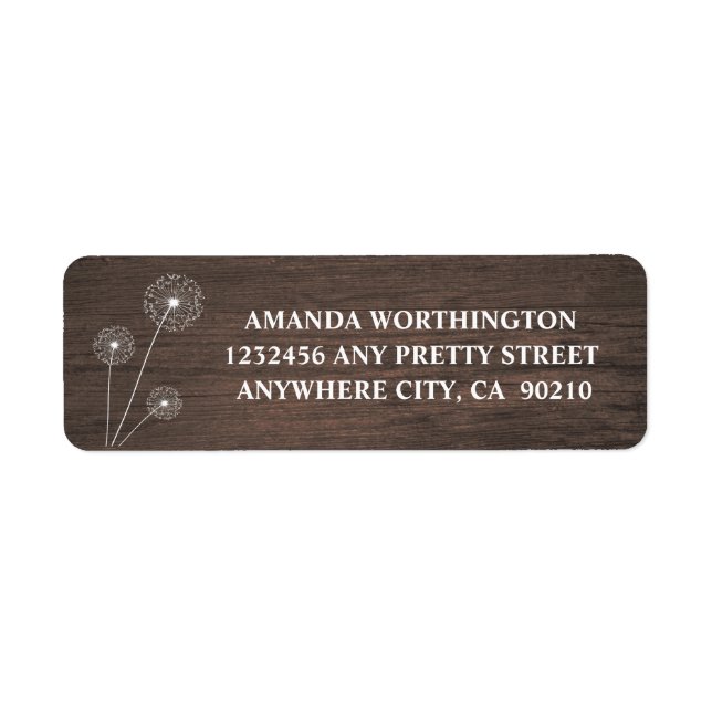 Dandelion Barn Wood Rustic Wedding Address Labels (Front)