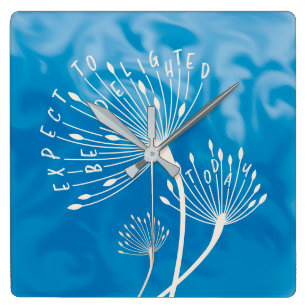 Dandelion "Be Delighted Today" Inspirational Squar Square Wall Clock
